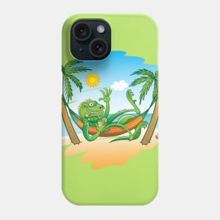 Lazy iguana relaxing in a hammock at the beach Phone Case