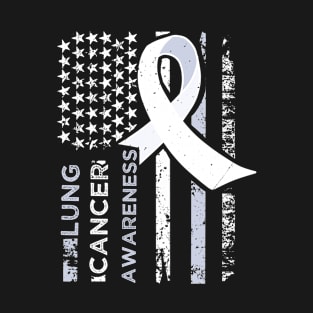 Patriotic Lung Cancer Awareness Gift American Flag Design T-Shirt