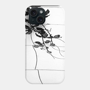 Black and white watercolor Passionflower Vine Climbing on Wire 3 Phone Case