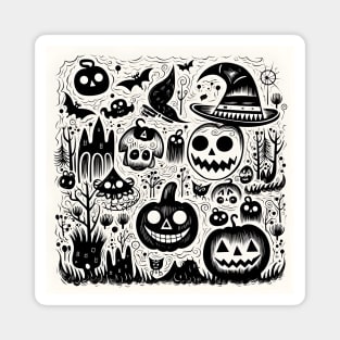 Halloween pumpkin doodle Magnet