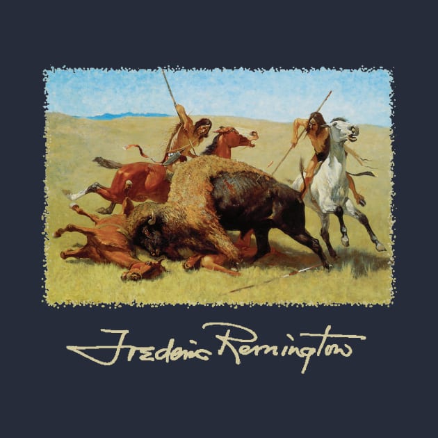 Buffalo Hunt by Frederic Remington by MasterpieceCafe