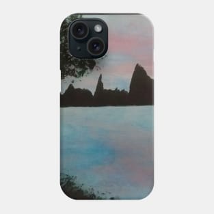 Sunset lake at the mountain bluffs; Phone Case