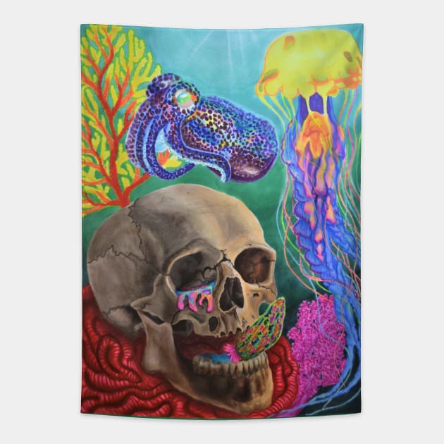 Underwater skull magic Tapestry by HellAngelVero