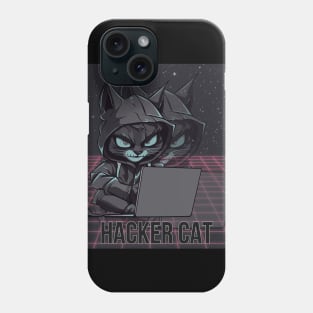 Hacker Cat. Mysterious looking Hacker Cat. Cool futuristic design with holographic shadow effect Phone Case