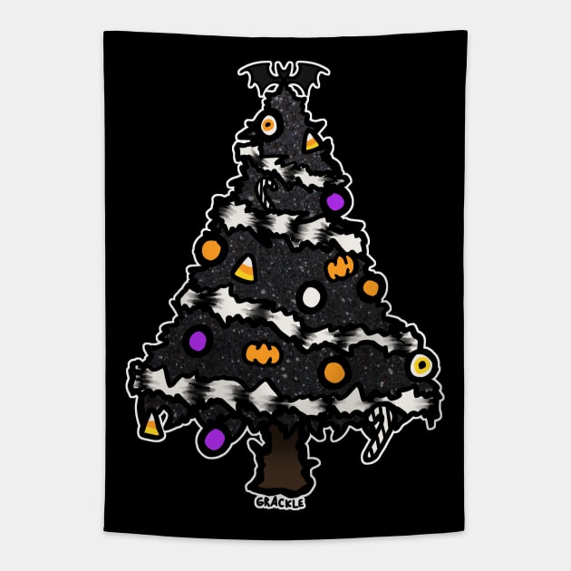 Creepy Christmas Tree Tapestry by Jan Grackle