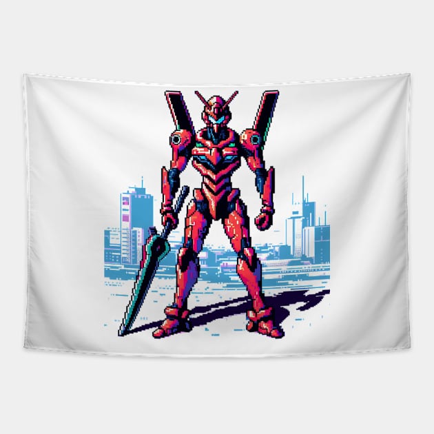 8Bit Evangelion eva 02 Tapestry by PXLART