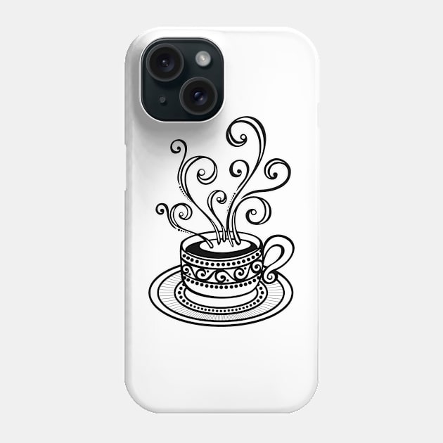 Tea or Coffee House Template with Cup and Swirl Hot Steam Phone Case by lissantee