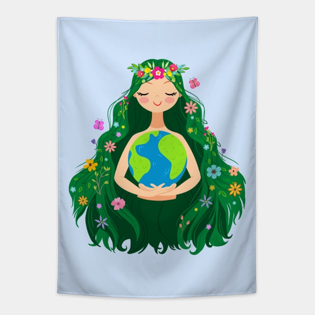 Beautiful Flowing Flower Earth Mother Figure Tapestry by LittleBunnySunshine