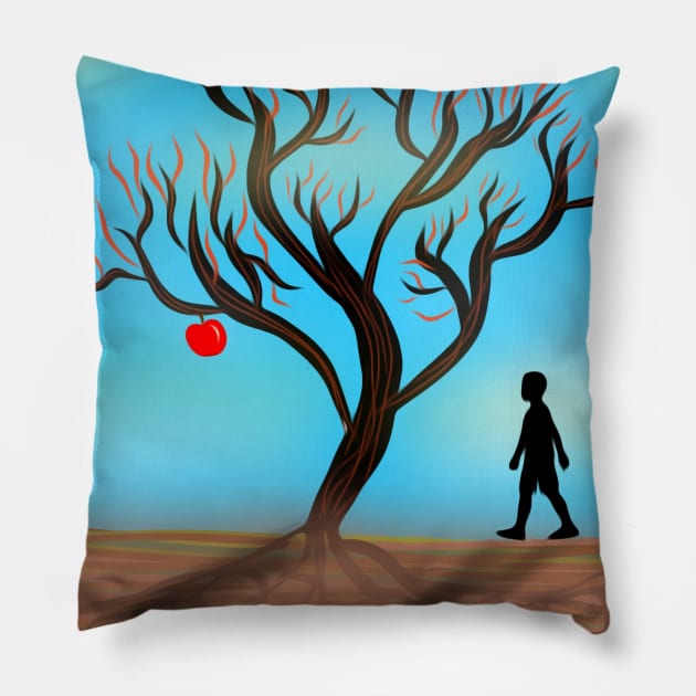 Apple Tree and Child Pillow by ArtsyPieces