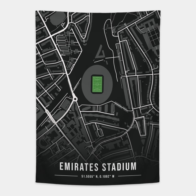 Emirates Stadium Map Design Tapestry by TopFootballStadiums