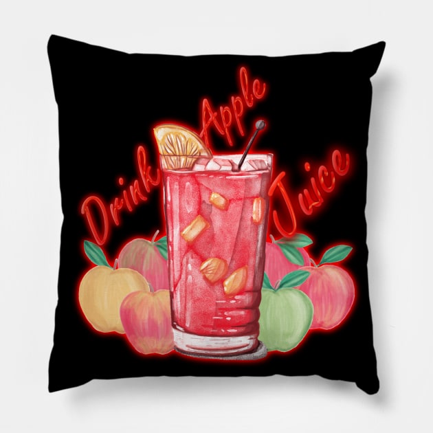 Drink Apple Juice Pillow by ZenCloak