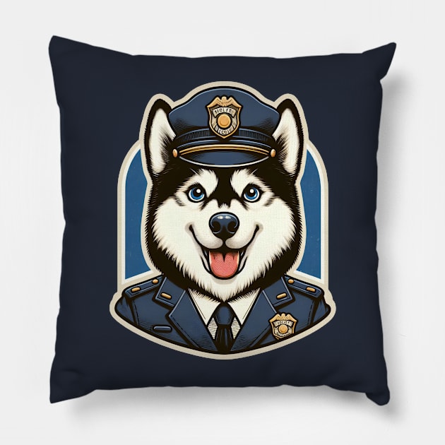 Husky Police Pillow by k9-tee