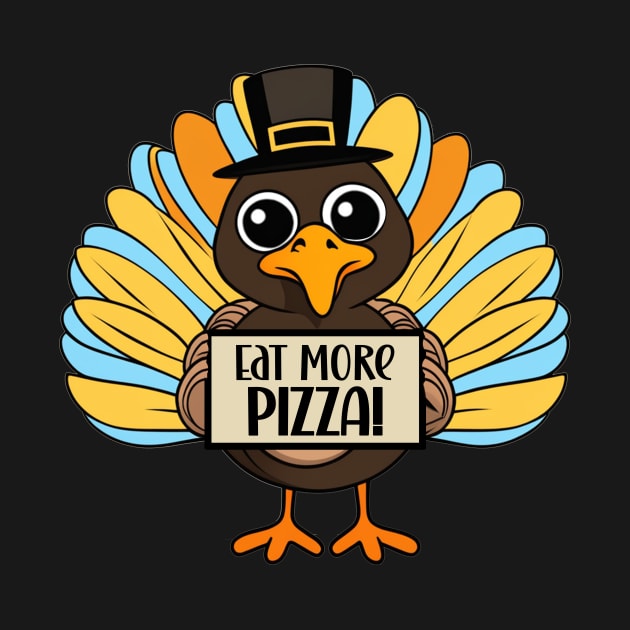 Thanksgiving eat more pizza funny turkey design by Edgi