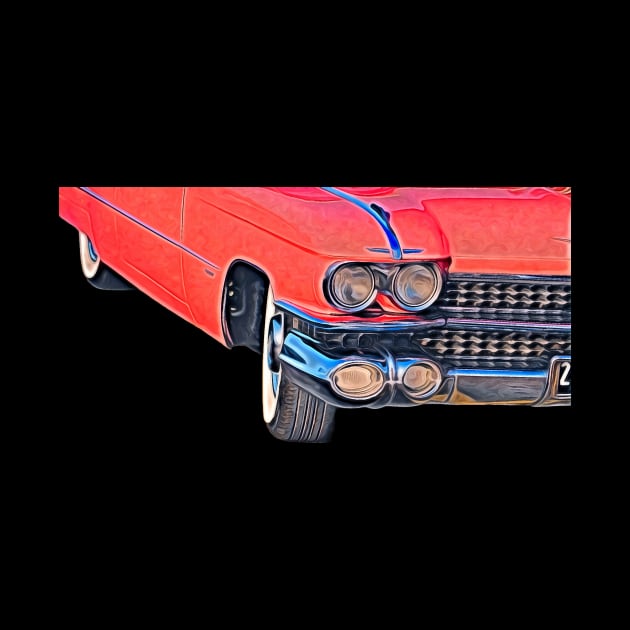 Pink Cadillac Watercolor Painting by TheRelaxedWolf