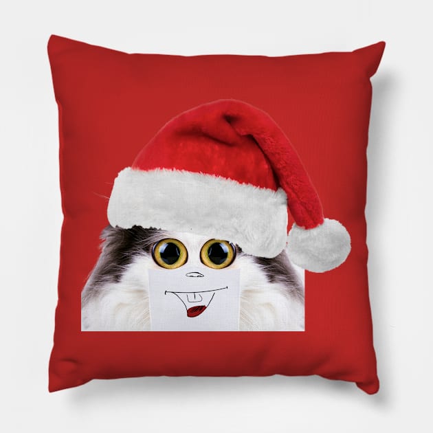 FUNNY SANTA CAT - CHRISTMAS Pillow by O.M design