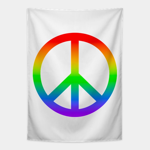Rainbow colored Peace Symbol Tapestry by DaveDanchuk