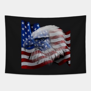 American Bald Eagle with American flag back ground Tapestry