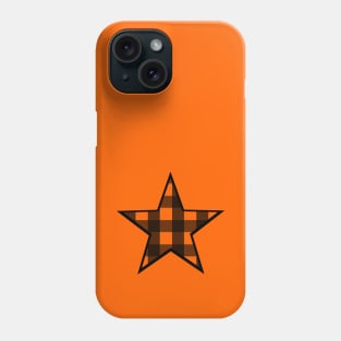 Orange and Black Buffalo Plaid Star Phone Case