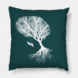 Tree branches shape of a brain, brain art, brain silouette with swing Pillow