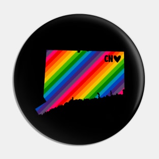 USA States: Connecticut (rainbow) Pin