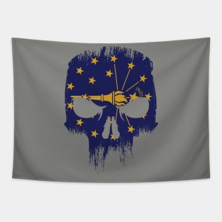 Retro Grunge Indiana State Flag Skull Tapestry