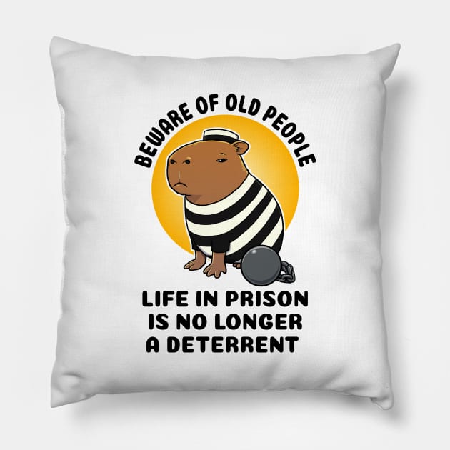 Beware of old people life in prison is no longer a deterrent Capybara Prisioner Pillow by capydays