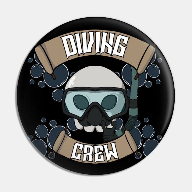 Diving crew Jolly Roger pirate flag Pin by RampArt