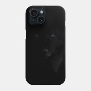 Blue eyed black wolf Phone Case