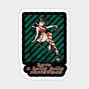 Have a holly Jolly Christmas  RETRO XMAS GIRL Magnet