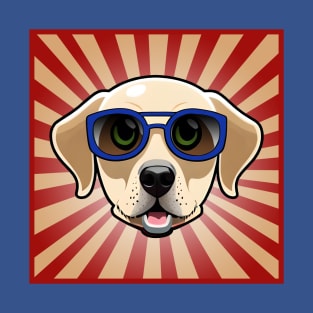 Dog Wearing Blue Sunglasses Golden Retriever T-Shirt