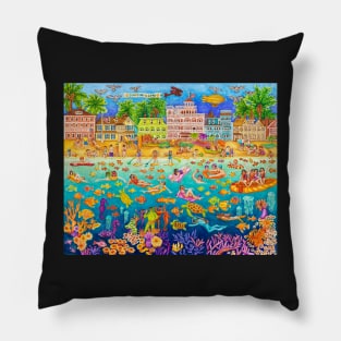 tropical swim beach party Pillow