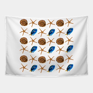 Seashells, sea stars and fish Tapestry