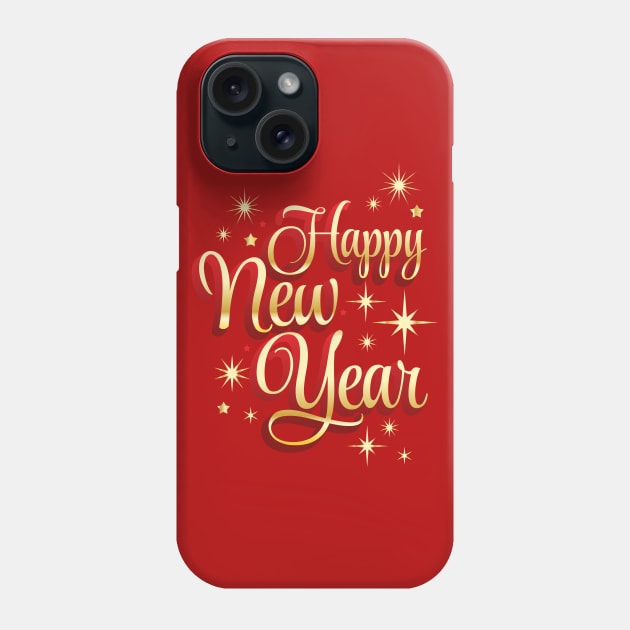 Happy New Year lettering in red and gold color. Phone Case by ChrisiMM