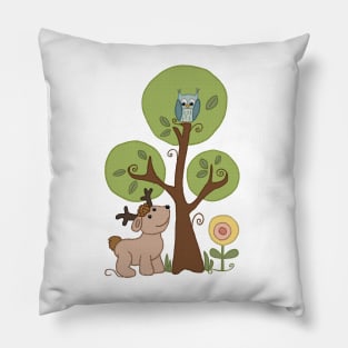 Hirsch und Eule Pillow