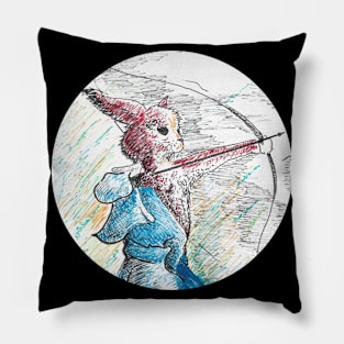 Rabbit archery - vintage fantasy inspired art and designs Pillow