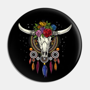 Cow Skull Dream Catcher Pin