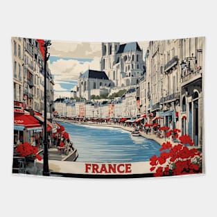 Nantes France Vintage Poster Tourism Tapestry