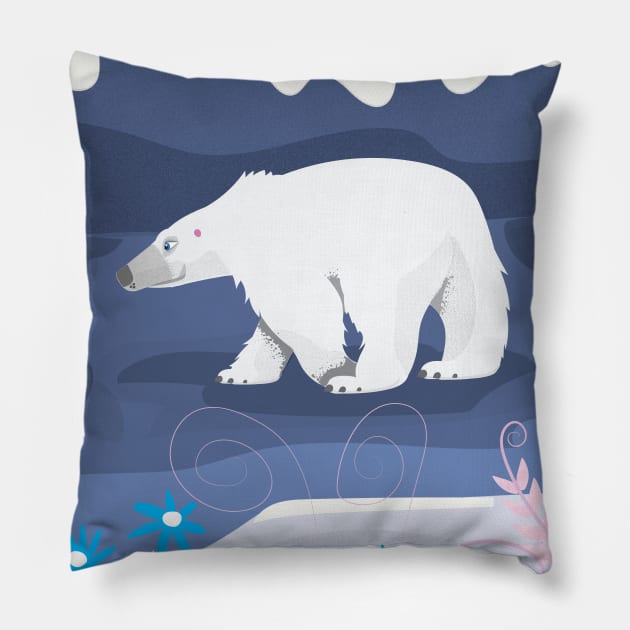 Cute Cartoon Polar Bear Pillow by nickemporium1