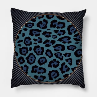 blue cheetahprint pattern rockabilly rockabella fifties punk burlesque 50s retro Pillow