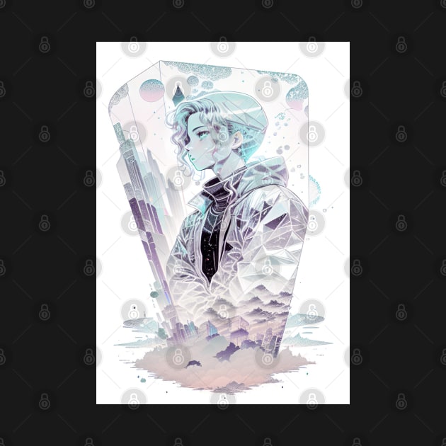 Frozen Elegance: Young Man in Stunning Template Phone Case by Mirak-store 
