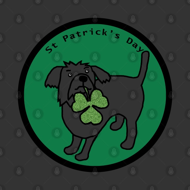 St Patricks Day with Cute Dog and Shamrock by ellenhenryart