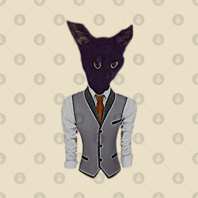 Black Business Cat Kitten With Yellow Tie With Yellow Tie by jaml-12