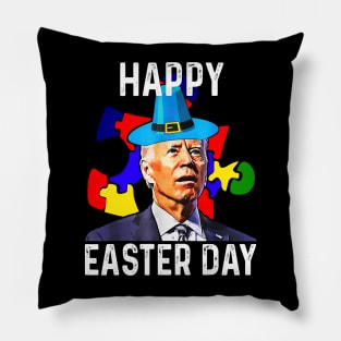 Joe Biden Happy Easter Day Autism Awareness Puzzle Piece Pillow