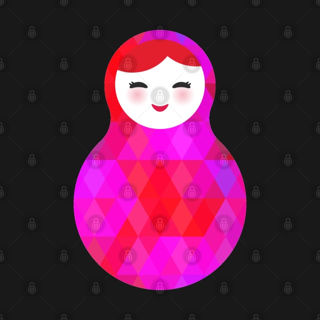 Russian dolls matryoshka screw up one's eyes with bright rhombus pink colors. by EkaterinaP