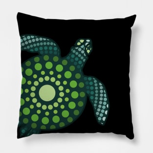 Green Turtle Aboriginal Art Pillow