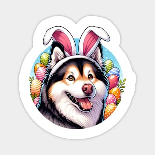 Yakutian Laika Wears Bunny Ears for Easter Celebration Magnet