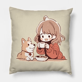 Cute dog mom with her dogs Pillow