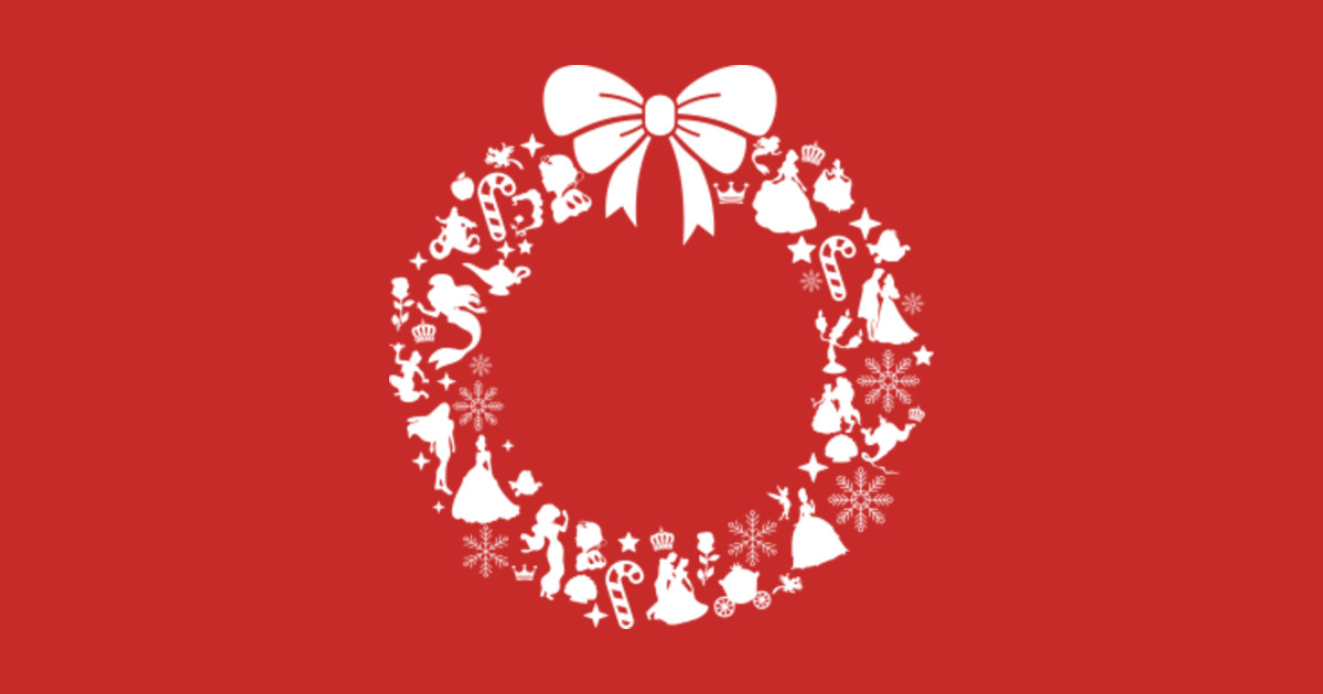 Disney Princesses Christmas Wreath Pattern - Christmas - T-Shirt