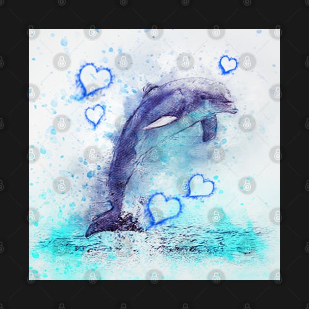 Dolphin Watercolor Graphic Art Cute Dolphin Lover Home Decor & Gifts by tamdevo1