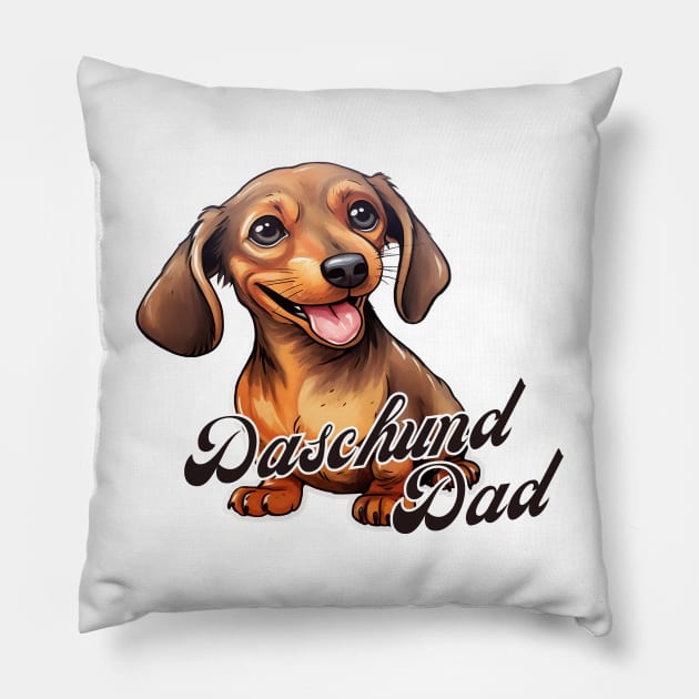 Daschund Dad T-Shirt - Dog Lover Gift, Pet Parent Apparel Pillow by Baydream